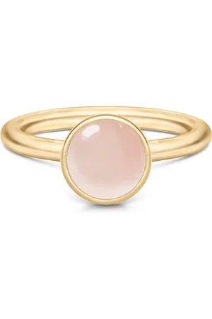 Julie Sandlau Accessoires, Dames, Geel, 52 MM, Satijn, Melkachtige Roze Kristal Gouden Ring