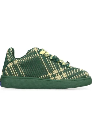 Burberry Schoenen, Heren, Groen, 40 EU, Katoen, Check Motif Low-top Sneakers