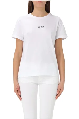 Dondup Tops, Dames, Wit, S, Katoen, Witte Crew Neck Tee