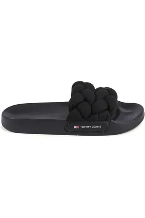 Tommy Hilfiger Schoenen, Dames, Zwart, 41 EU, Polyester, Zwarte Polyester Flip Flops