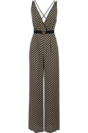 Elisabetta Franchi Jumpsuits & Playsuits, Dames, Veelkleurig, M, Georgette Jumpsuit met Diamantprint