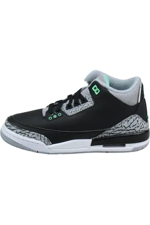 Jordan Schoenen, Dames, Zwart, 38 EU, Leer, Green Glow Retro Sneakers