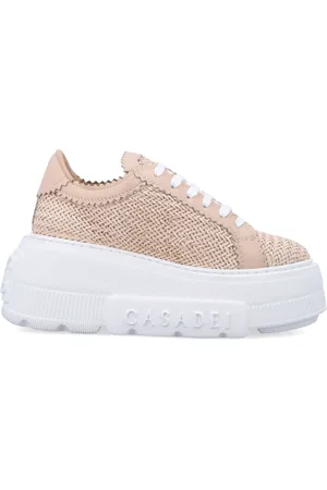Casadei Schoenen, Dames, Roze, 40 EU, Gevlochten Platform Sneakers Hanoi Roze