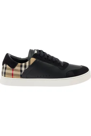 Burberry Schoenen, Heren, Zwart, 40 EU, Katoen, Check Sneakers