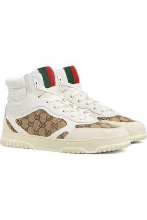 Gucci Schoenen, Dames, Veelkleurig, 36 EU, Leer, Witte Sneakers Re-web High Stijl
