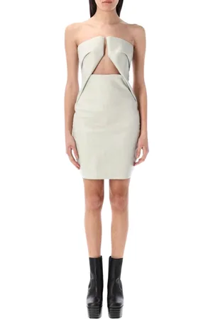 Rick Owens Kleedjes, Dames, Grijs, S, Geel Room Asymmetrische Jurk