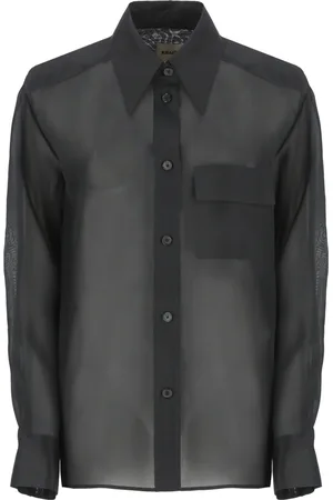 Khaite Blouses & Shirts, Dames, Zwart, XS, Zwart Zijden Overhemd met Kraag