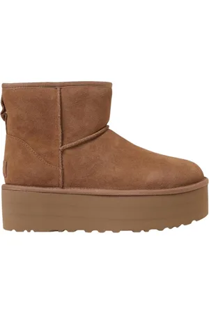 UGG Schoenen, Dames, Bruin, 36 EU, Suède, Hazel Platform Enkellaarzen