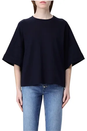 Dondup Tops, Dames, Blauw, L, Blauwe korte mouw top