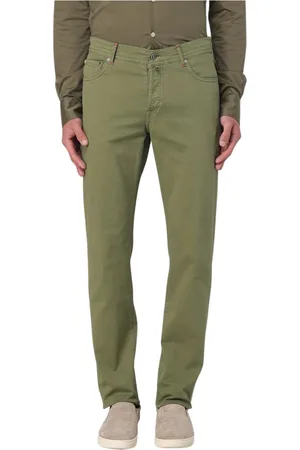 Kiton Broeken, Heren, Groen, W40, Wol, Slim-Fit Wollen Broek in Groen