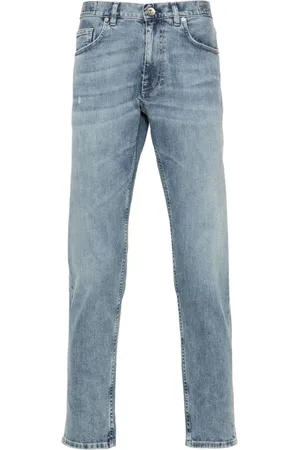 ELEVENTY Jeans, Heren, Blauw, W34, Katoen, Blauwe Straight Jeans met 5 Zakken