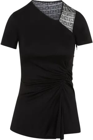 Givenchy Tops, Dames, Zwart, XS, Asymmetrisch V-Hals Shirt