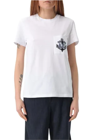 Max Mara Tops, Dames, Wit, L, Katoen, Witte Anchor T-Shirt
