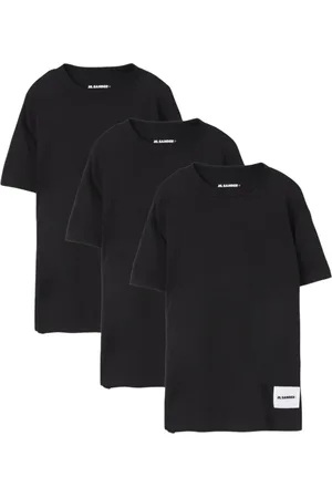 Jil Sander Tops, Dames, Zwart, S, Katoen, Elegante Zwarte Tee Korte Mouwen