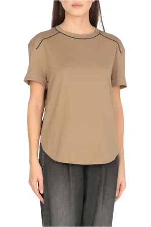 Brunello Cucinelli Tops, Dames, , XS, Katoen, Witte relaxte pasvorm katoenen T-shirt