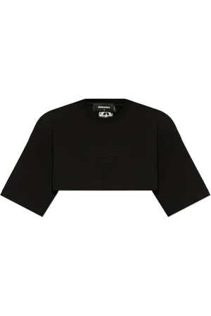 Dsquared2 Tops, Dames, Zwart, XS, Katoen, Kort, losvallend T-shirt