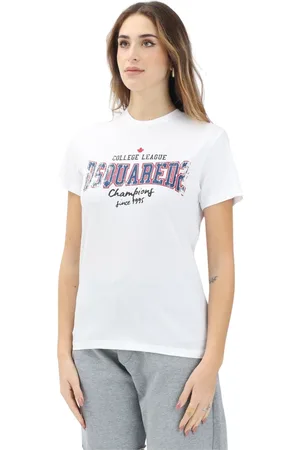 Dsquared2 Tops, Dames, Wit, S, Wit T-shirt College League Champions