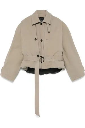 Balenciaga Jassen, Dames, , S, dubbelrijige jas met ceintuurmanchetten