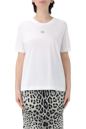 Dolce & Gabbana Tops, Dames, Wit, XS, Klassiek Logo T-shirt