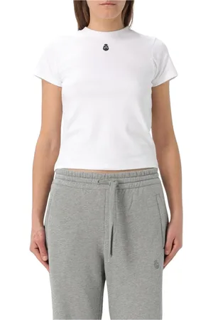 Alexander McQueen Tops, Dames, Wit, S, Katoen, Stijlvolle Skull Detail T-shirt