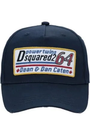 Dsquared2 Accessoires, unisex, Blauw, ONE Size, Katoen, Geborduurde Baseball Cap met Gesp