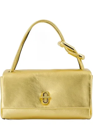 Marc Jacobs Tassen, Dames, Geel, ONE Size, Leer, Gouden Leren Dubbele Schoudertas