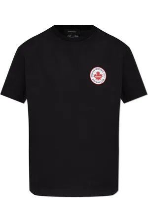 Dsquared2 Tops, Heren, Zwart, S, Katoen, T-shirt met Gedrukt Logo