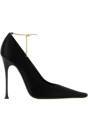 Saint Laurent Schoenen, Dames, Zwart, 39 EU, Zwarte Chain-Link Stiletto Hak Schoenen