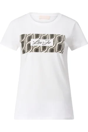 Liu Jo Tops, Dames, Wit, XS, Katoen, Logo T-shirt met strass-steentjes