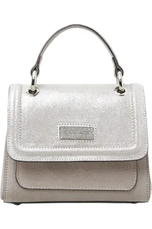 PESERICO SIGN Tassen, Dames, Grijs, ONE Size, Echt lederen bi-materiaal mini tas