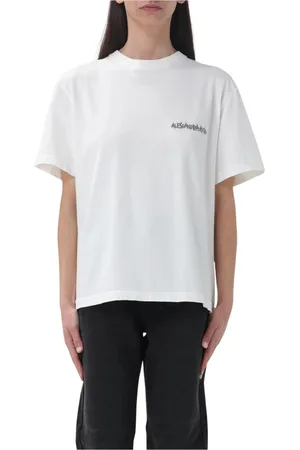 Alessandra Rich Tops, Dames, Wit, S, Katoen, Wit Katoenen T-Shirt
