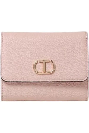 Twin-Set Accessoires, Dames, Roze, ONE Size, Leer, Roze Leren Drievoudige Portemonnee