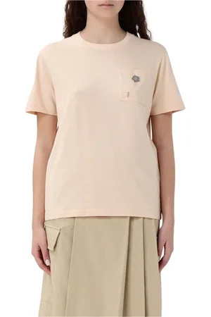 Kenzo Tops, Dames, Roze, L, Katoen, Roze T-shirt met Broche