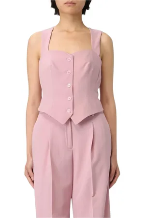 Liu Jo Tops, Dames, Roze, 2Xs, Roze V-Hals Ruche Top
