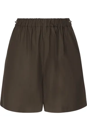 Max Mara Korte broeken, Dames, Bruin, XS, Bruine Elastische Taille Broek met Zakken
