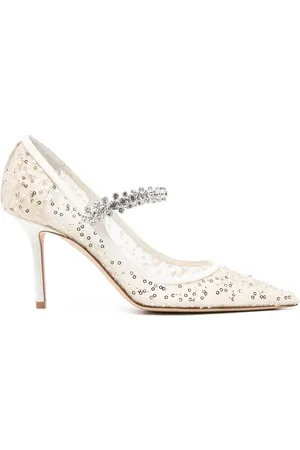 Jimmy Choo Schoenen, Dames, , 37 1/2 EU, Pailletten, Kristal Paillet Mesh Panel Schoenen