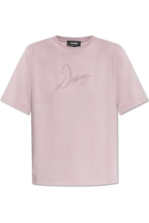 Dsquared2 Tops, Dames, Paars, XS, Katoen, T-shirt met Gedrukt Logo