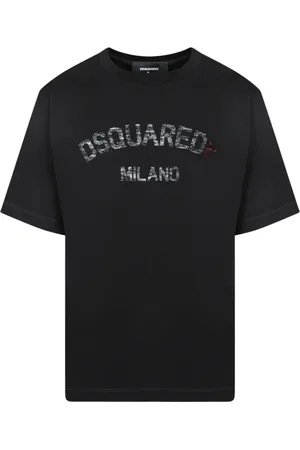 Dsquared2 Tops, Heren, Zwart, XS, Katoen, Zwart T-shirt met fonkelend logo