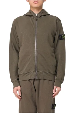 Stone Island Sweatshirts & Hoodies, Heren, Groen, M, Grijze Fleece Zip-Up Hoodie