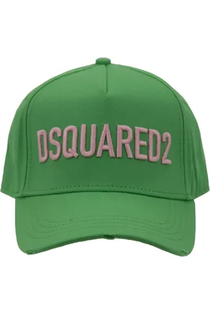 Dsquared2 Accessoires, unisex, Groen, ONE Size, Katoen, Vintage Baseballpet met gesp