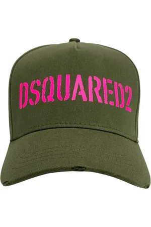Dsquared2 Accessoires, unisex, Groen, ONE Size, Katoen, Groene Cap met Fuchsia Logo