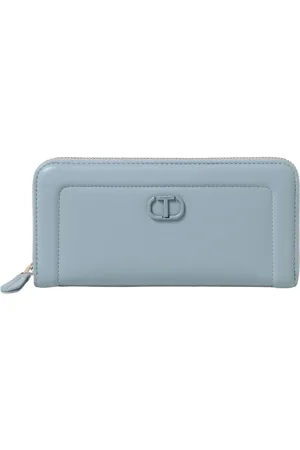 Twin-Set Accessoires, Dames, Blauw, ONE Size, Leer, Blauw Leren Portemonnee