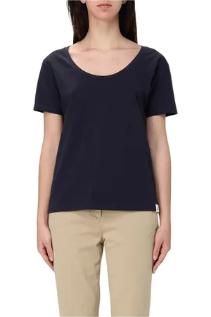 Peuterey Tops, Dames, Blauw, M, Katoen, Witte Crew Neck Katoenen T-Shirt