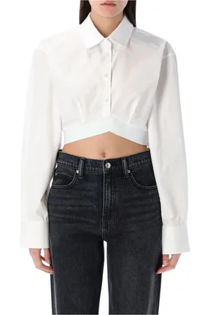 Alexander Wang Blouses & Shirts, Dames, Wit, M, Katoen, Witte Poplin Wrap Shirt