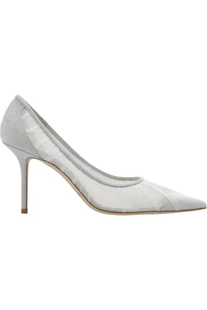 Jimmy Choo Schoenen, Dames, Grijs, 41 1/2 EU, Tule, Love 85 Pumps met geplooide tule en glitter