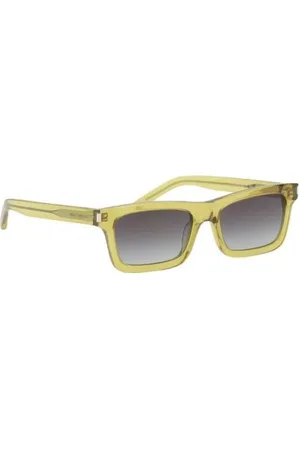 Saint Laurent Accessoires, Dames, Geel, ONE Size, Minimalistische Rechthoekige Zonnebril met Iconische Handtekening