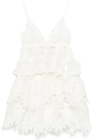 ZIMMERMANN Kleedjes, Dames, Wit, M, Witte Sweetheart Neck Jurk