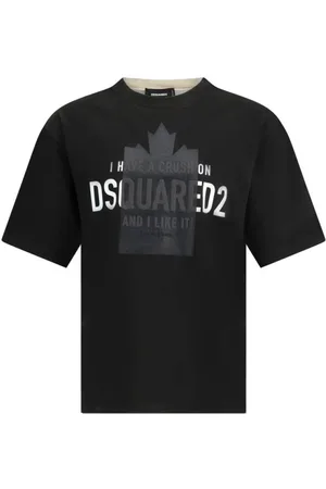 Dsquared2 Tops, Heren, Zwart, XL, Katoen, Maxi Monogram Print Katoenen T-shirt
