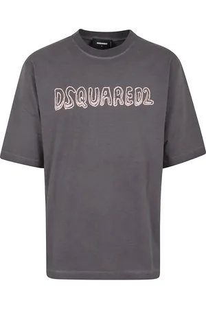 Dsquared2 Tops, Heren, Grijs, L, Katoen, Grijze Logo T-shirt en Polo