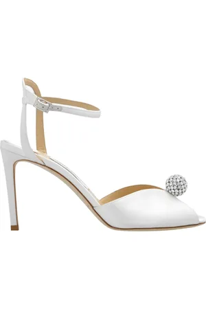 Jimmy Choo Schoenen, Dames, Wit, 40 EU, Satijn, Sacora Sandalen met Hak